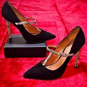 Coach Fulton T-Strap Snakeskin Pumps Size 10